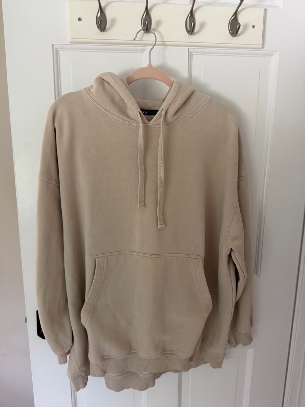 Zara light Beige Pullover Hoodie - Classic Casual Sweatshirt